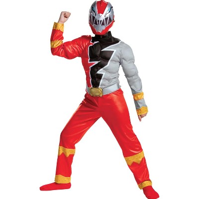 Мужские Могучие Рейнджеры Dino Fury Red Ranger Muscle Комбинезон для мальчиков красный