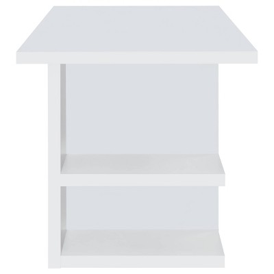 Transitional 70.75'' White Home Office Desk with USB Port & Drawer