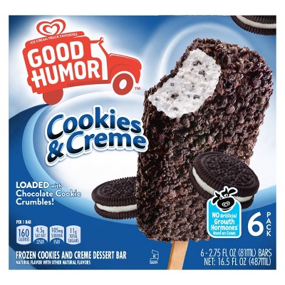 Good Humor Cookies & Crème Frozen Dessert Bars - 16.5oz/6ct