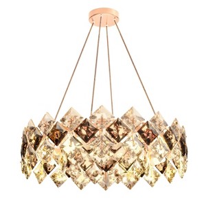 24/32in Crystal Chandelier 3-color Light LED Hanging Pendant Lamp Ceiling Fixture - 1 of 4