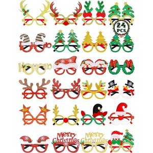 24PCS Christmas Party Favors, Santa Glasses Frames for Xmas Decorations Accessories Supplies - 1 of 4