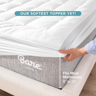 White Full XL Cotton Top Down Alternative Mattress Pad