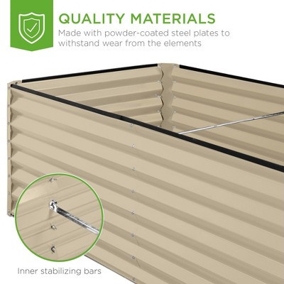 Beige 6x3x2ft Powder-Coated Steel Outdoor Raised Garden Bed