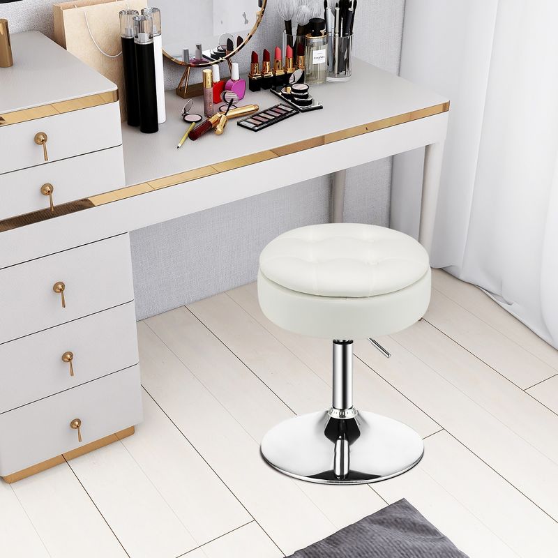 Costway Vanity Stool Adjustable 360° Swivel Storage Makeup Chair w/ Removable Tray White\Black\Pink, 2 of 11