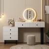 Vanity Desk with Mirror and Lights, Small Makeup Vanity with 2/5 Drawers for Bedroom, Modern Makeup Vanity Organizer with 3 Color Lights - 3 of 4