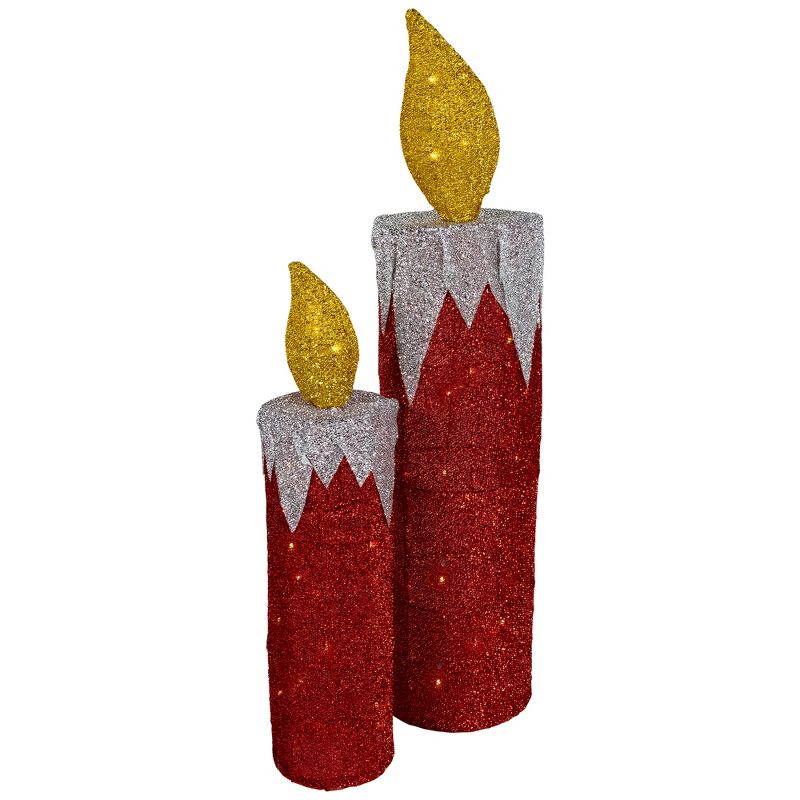 Northlight Set of 2 LED Lighted Red Candles Outdoor Christmas Decorations 22.75", 5 of 8