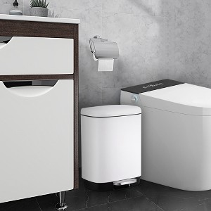 12L Kitchen Hands-Free Trash Can with Foot Pedal and Trash Bag Ring, Ultra-Slim Bathroom Trash Can Suitable for Bathroom, Bedroom and Kitchen - 1 of 4