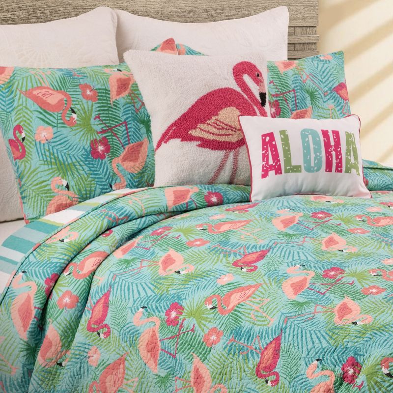 C&F Home Isla Tropics Flamingo Cotton Quilt Set - Reversible and Machine Washable, 2 of 5