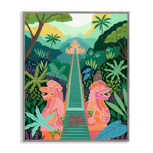 Stupell Industries Monkey Forest Stairs to Temple Framed Giclee Art, Gray, 16" x 20" - 1 of 4