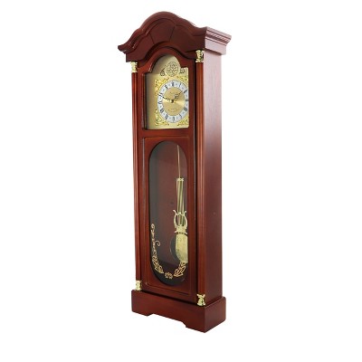 Antique Cherry Oak Finish Rectangular Chiming Pendulum Wall Clock