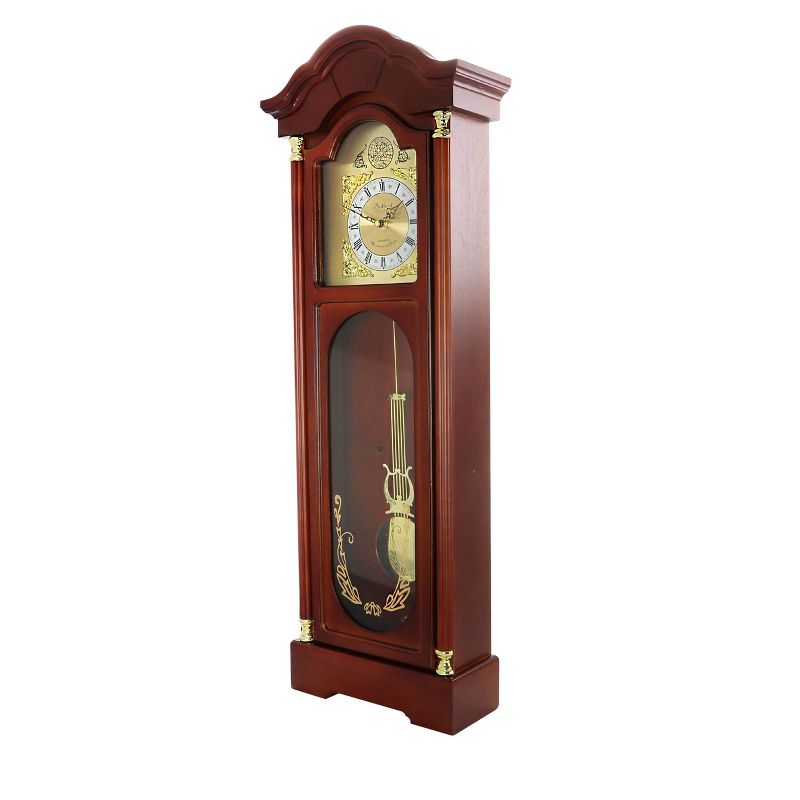 Bedford Clock Collection 33 Inch Chiming Pendulum Wall Clock in Antique Cherry Oak Finish, 5 of 7