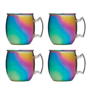 Cambridge Silversmiths Set of 4 20 fl oz Rainbow Moscow Mule Mugs: Stainless Steel, Dishwasher-Safe, Multicolored Drinkware - 1 of 4