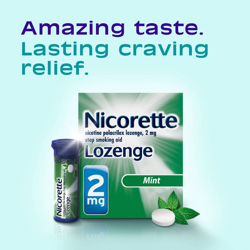 Nicorette 2mg Stop Smoking Aid Nicotine Lozenge - Mint - 144ct, 3 of 12
