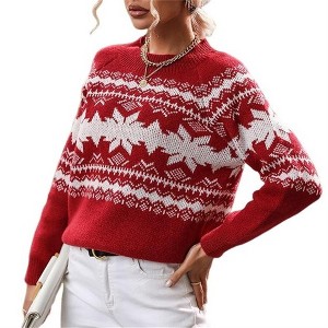 Women's Sweater Festive Knitted Christmas Sweater Snowflake Pullover - 1 of 4