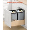 VEVOR Wood Pullout Trash Can for Kitchen Cabinets, 35 QT x2 Double Under Sink Garbage Waste Recycling Bin, Under Mount Waste Container, Gray - 3 of 4