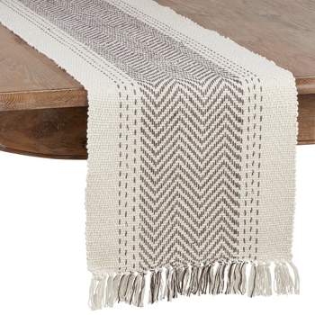 Saro Lifestyle Cotton Table Runner With Kantha Stitch Design