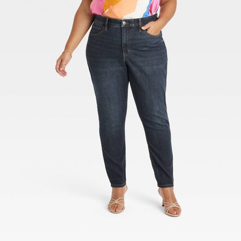 Women's High-rise Skinny Jeans - Ava & Viv™ Dark Wash 18 : Target
