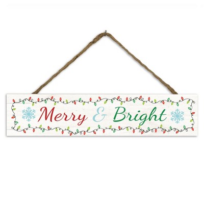 Creative Products Merry and Bright Script 17 x 3.5 Outdoor/Indoor Hanging Sign