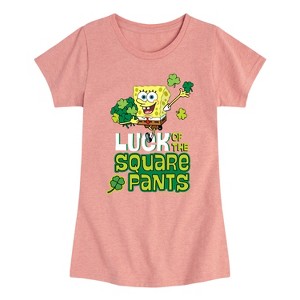 Girls' - SpongeBob Squarepants - Luck Of The Square Pants Fitted Short Sleeve Graphic T-Shirt - 1 of 4