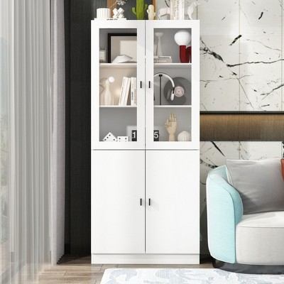 Famapy Combination Living Room Display Cabinet Tempered Glass Display Cabinet Storage Solutions