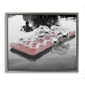 Stupell Industries Disco Balls Pool Float Black Framed Floater Canvas Wall Art - 1 of 4