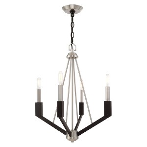 Livex Lighting Beckett 4 - Light Chandelier in  Brushed Nickel/Black - 1 of 4