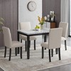 Modernluxe Faux Marble 5-Piece Dining Set Table with 4 Thicken Cushion Dining Chairs Beige+Black - 2 of 4