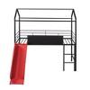 CAVINAS Twin Size Metal Loft Bed with Slide & Ladder & Writable Board,House Bed Frame for Kids Room,Bedroom - 3 of 4