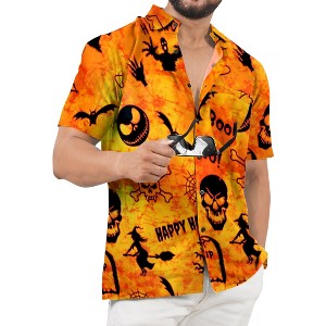 HAPPY BAY Mens Hawaiian Short Sleeve Button Down Shirt Men's Halloween Costumes Shirt Vacation Shirts for Men Funny - 1 of 4