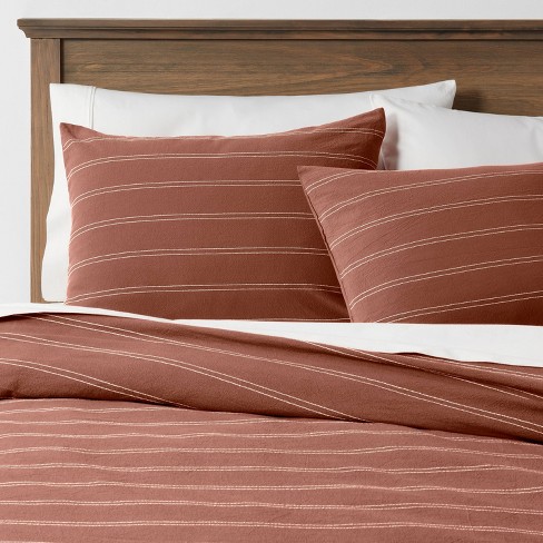 Full/queen Textured Chambray Cotton Comforter & Sham Set Warm Brown -  Casaluna™ : Target