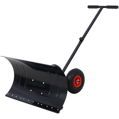 Snow Shovels, Snow Shovel Pusher with Wheels for Driveway, Snow Plow Shovel Snow Pusher with 29" x 16.5" Large Blade for Efficient Snow Removal