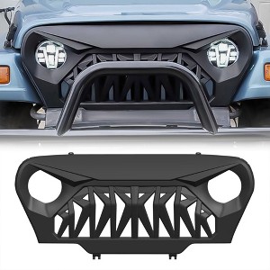 AMERICAN MODIFIED AMJPCA00105 Shark Grille for 1997 to 2006 Jeep WranglerTJ/LJ, Matte Black - 1 of 4