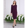 INSPIRE CHIC Women's Asymmetrical Neckline Long Sleeve Wear to Work Sheath Dress - 2 of 4