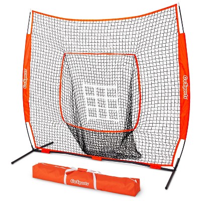 GoSports 7 ft x 7 ft Baseball & Softball Practice Hitting & Pitching Net with Bow Type Frame