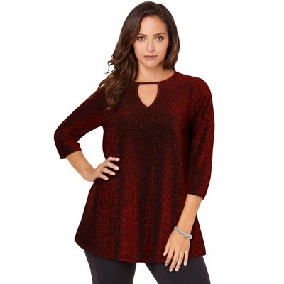 Jessica London Women's Plus Size Keyhole Shimmer Tunic