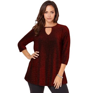 Jessica London Women's Plus Size Keyhole Shimmer Tunic - 1 of 4