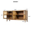 CAVINAS 4-Door Sideboard Cabinet with Artificial Rattan Doors & Transparent Glass,Accent Cabinet with Storage for Kitchen,Dining Room - 4 of 4