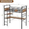 Acekool Twin Loft Bed with L-Shaped Desk, 2 Open Shelves, Mesh Panel, Guardrail, Ladder - 2 of 4