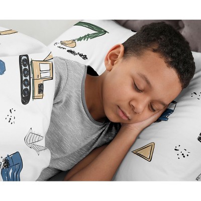 Sweet Jojo Designs Boy Full/Queen Comforter Bedding Set Construction Truck Green Blue and Grey 3pc. — фото 4