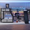 L-Shaped Twin over Full Bunk Bed with Twin Size Loft Bed, Metal Triple Bunk Bed with Slide and USB Ports, Black - 3 of 4