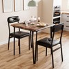 3-Piece Small Square Dining Table Set for 2 - Space Saving Wooden Kitchen Table with Upholstered Chairs - 4 of 4