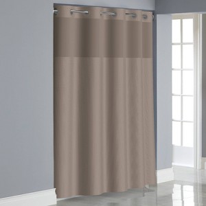 Dobby Texture Shower Curtain with Liner Taupe - Hookless, Brown