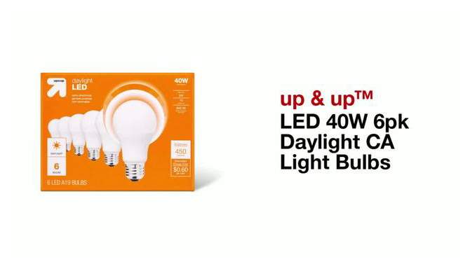 LED 40W 6pk Daylight CA Light Bulbs - up &#38; up&#8482;, 2 of 5, play video