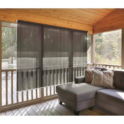 CASTLECREEK Woven Polyethylene Fabric Roll Up 6 x 4 Ft Sun Shade Window Blinds w/ Removable Hand Crank, For Porches, Patio, & RV, Black