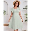 Women's Maternity Smocked Dress Summer Short Sleeve Square Neck Casual Flowy Midi Dress Photoshoot Baby Shower - 2 of 4
