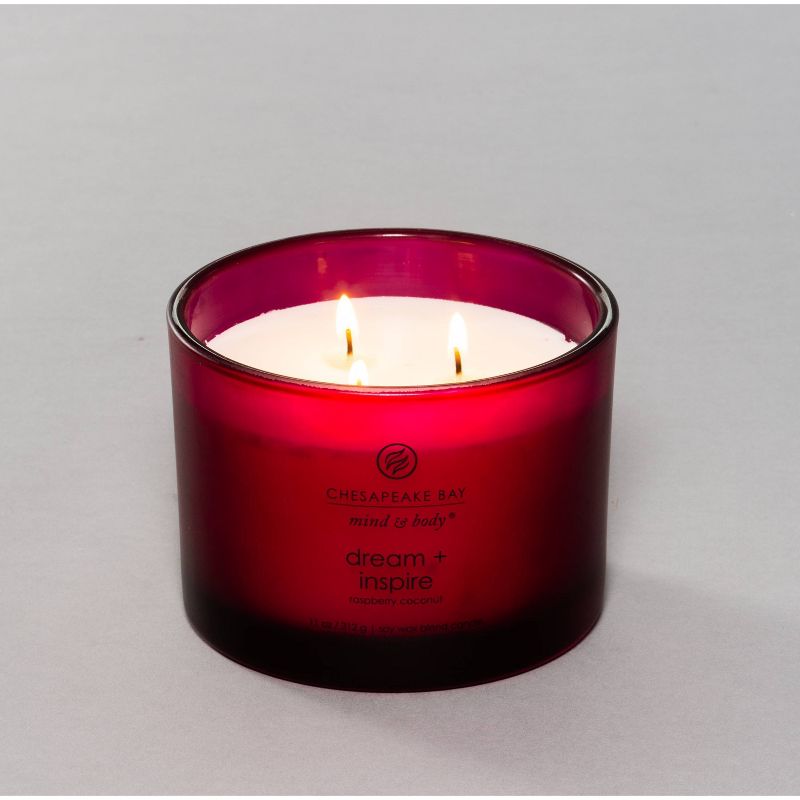 Frosted Glass Dream + Inspire Lidded Jar Candle Burgundy - Mind & Body by Chesapeake Bay Candle, 4 of 11