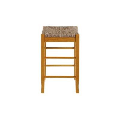 24" Oak Backless Counter Height Stool with Handwoven Seat