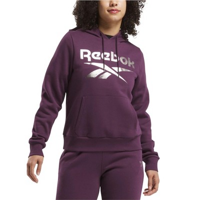 Reebok Womens Metallic Foil Logo Hoodie Sweatshirt