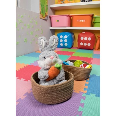 Brown Hemp Rope Rectangular Woven Storage Baskets, 2-Pack