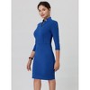 Hobemty Women's Business Stand Collar Zipper Neck 3/4 Sleeve Pencil Dresses - image 3 of 4